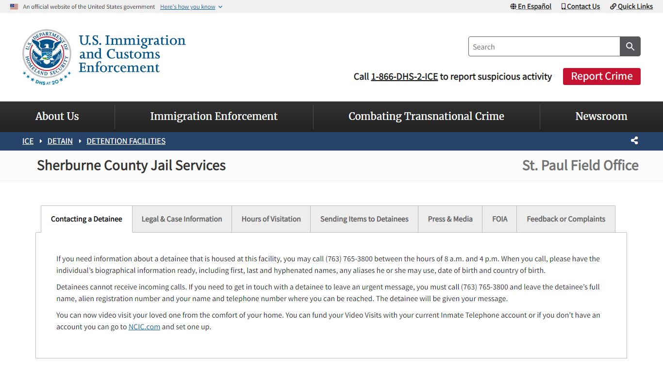 Sherburne County Jail Services | ICE
